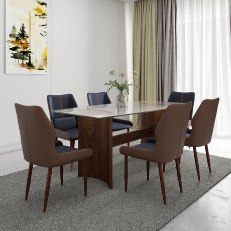 Nilkamal Ellipse 6 Seater Dining Set (Brown)