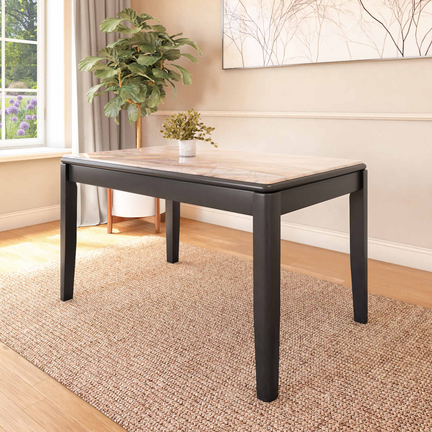 Enoc 4 Seater Dining Table- Walnut