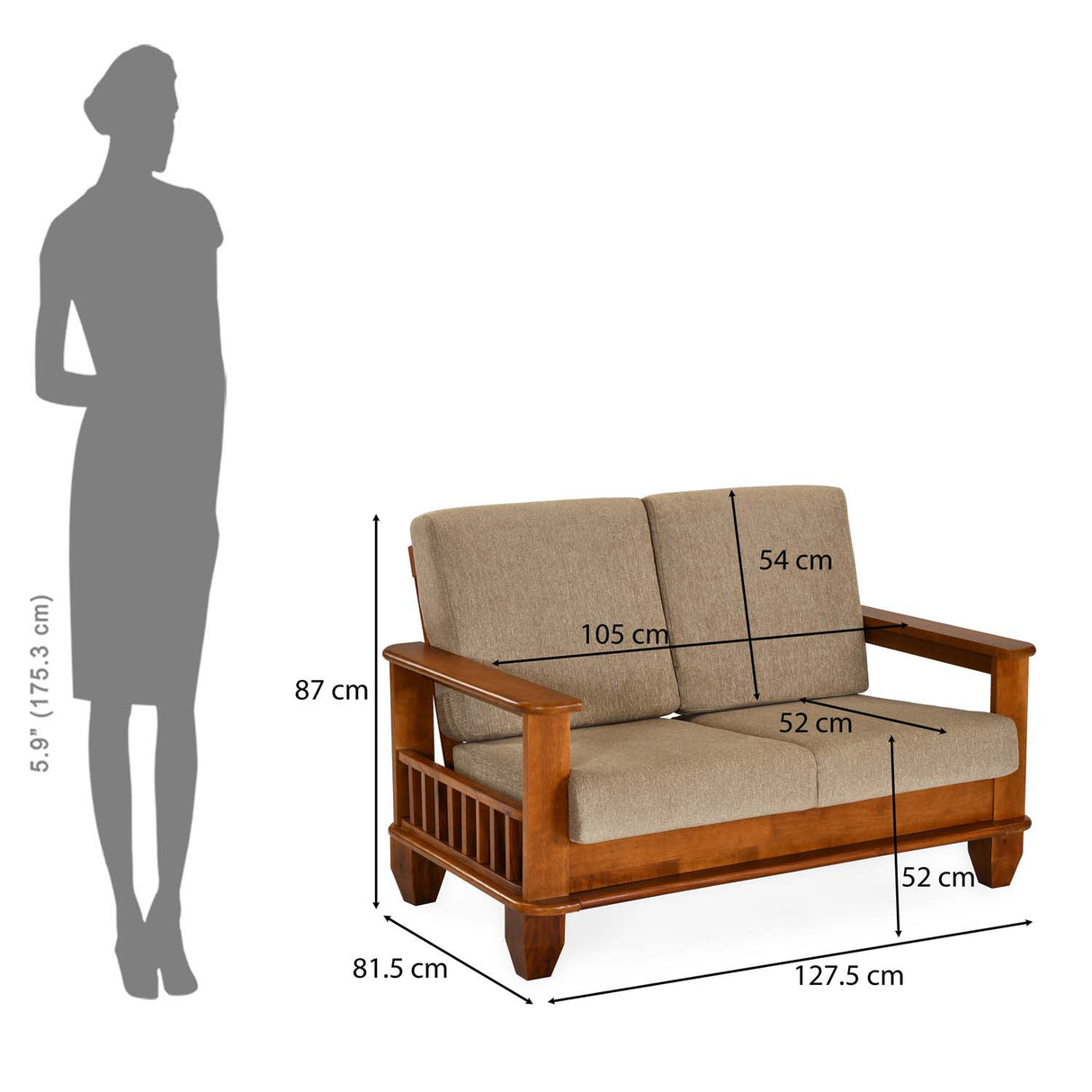 Elena Nios 2 Seater Fabric Sofa- New Wenge