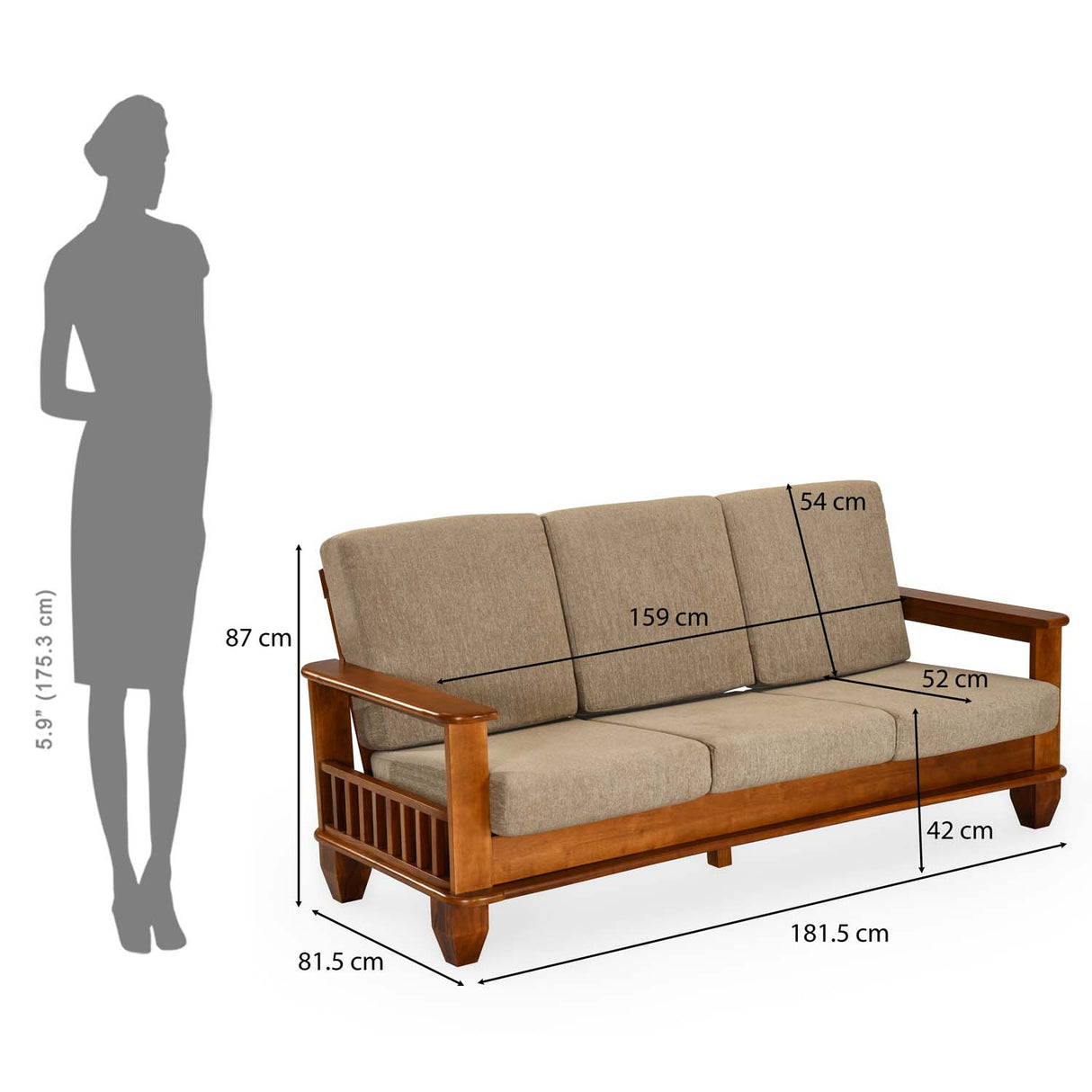 Elena Nios 3 Seater Fabric Sofa- New Wenge