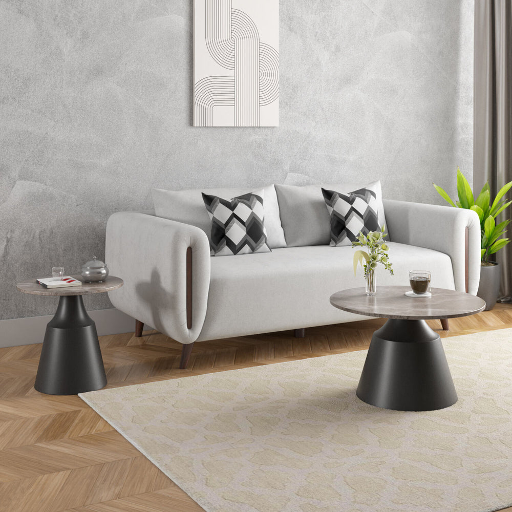 Estel Ceramic Top Center & Side Table Set (Grey)