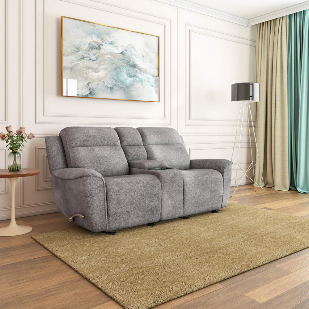 Favian 2 Seater Rocker Recliner Sofa With Console- Grey