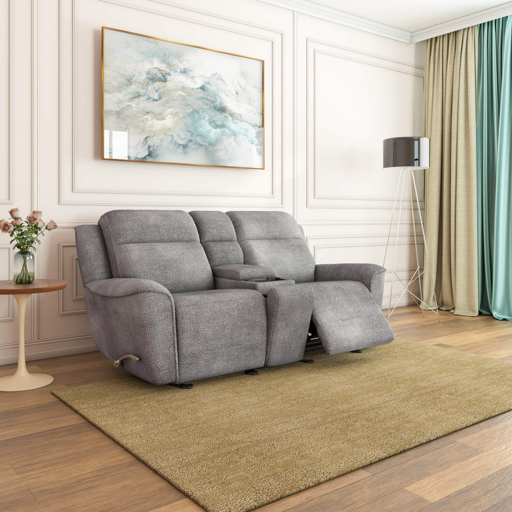 Favian 2 Seater Rocker Recliner Sofa With Console- Grey