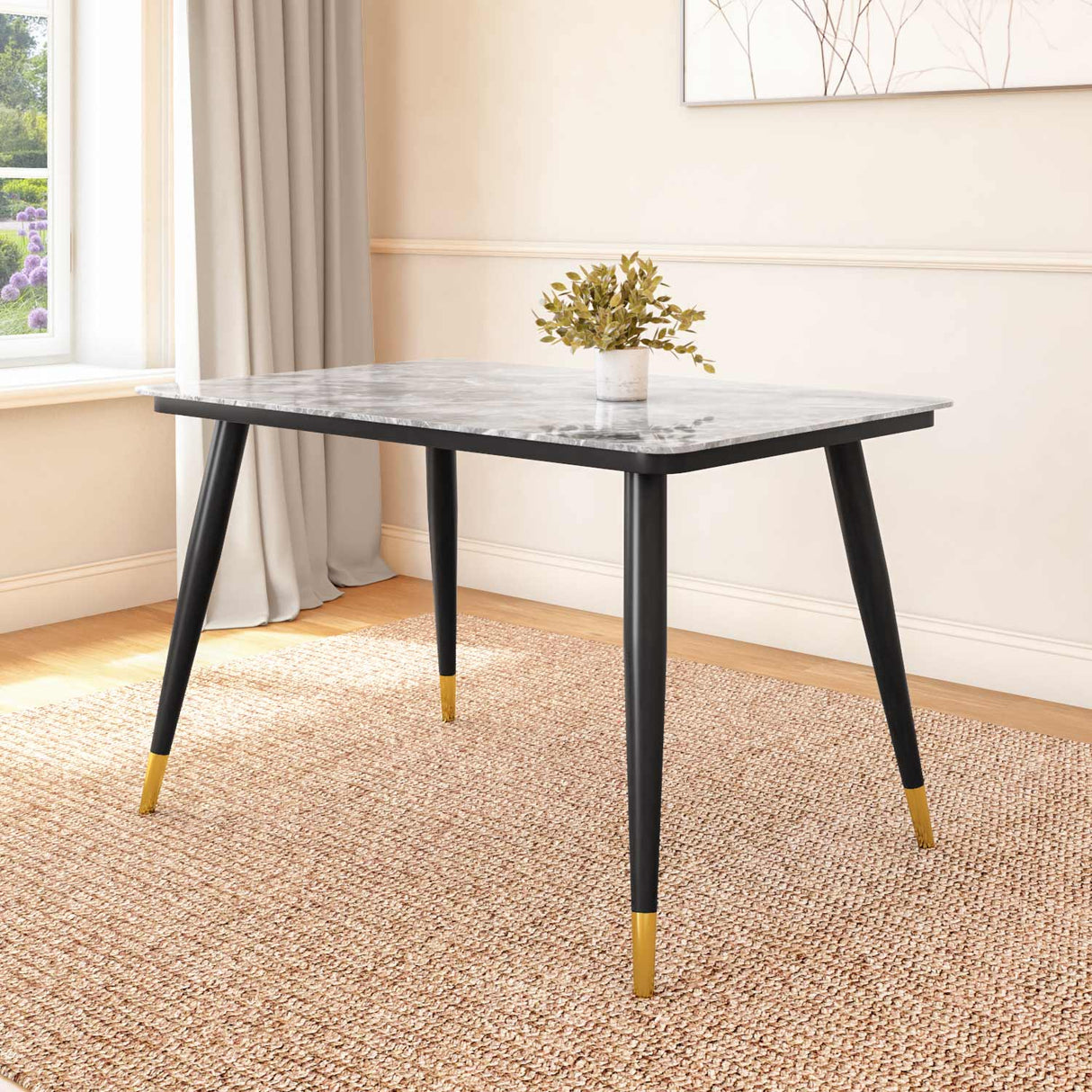 Flair 4 Seater Dining Table- Grey and Black