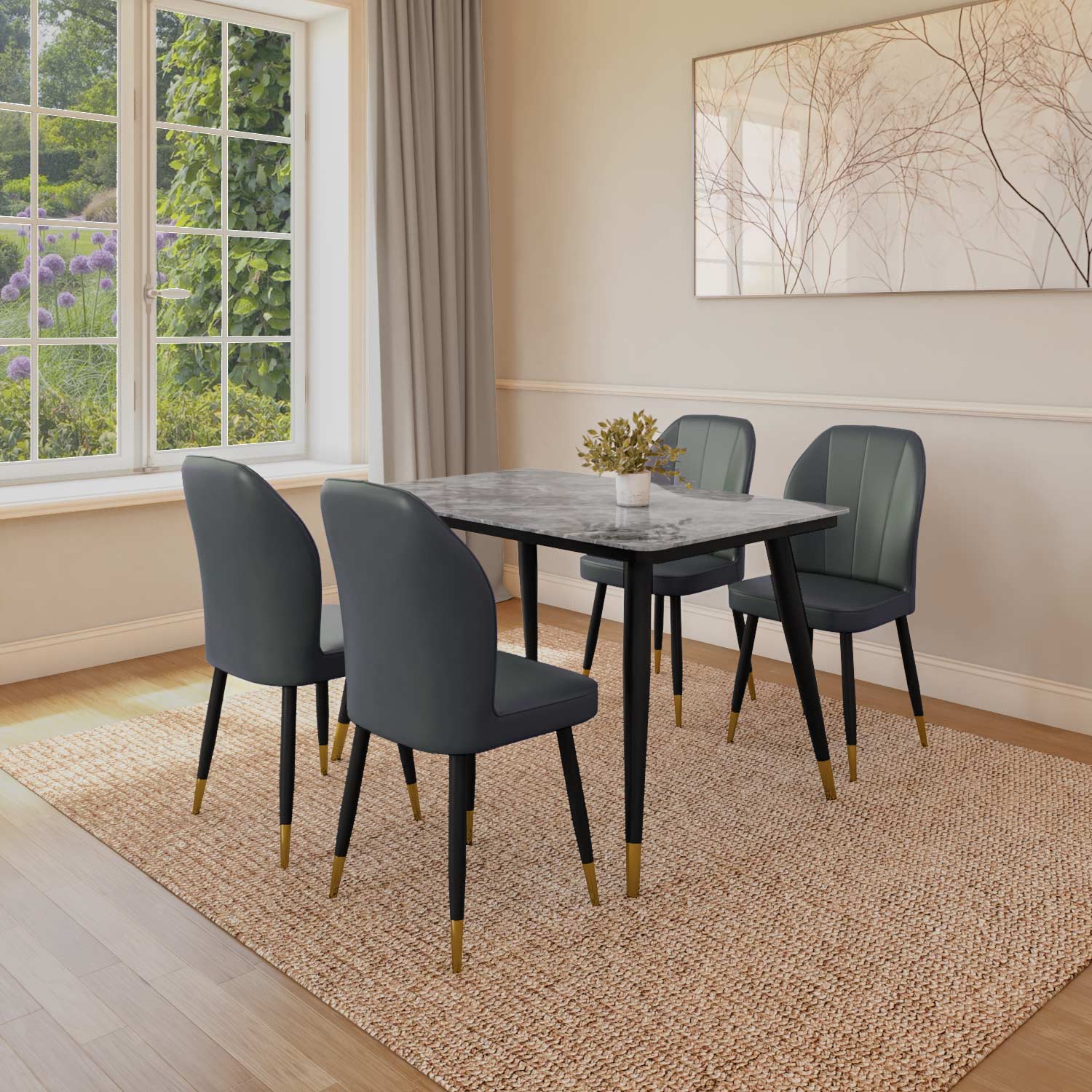 Flair +  Rexton 4 Seater Dining Set- Walnut