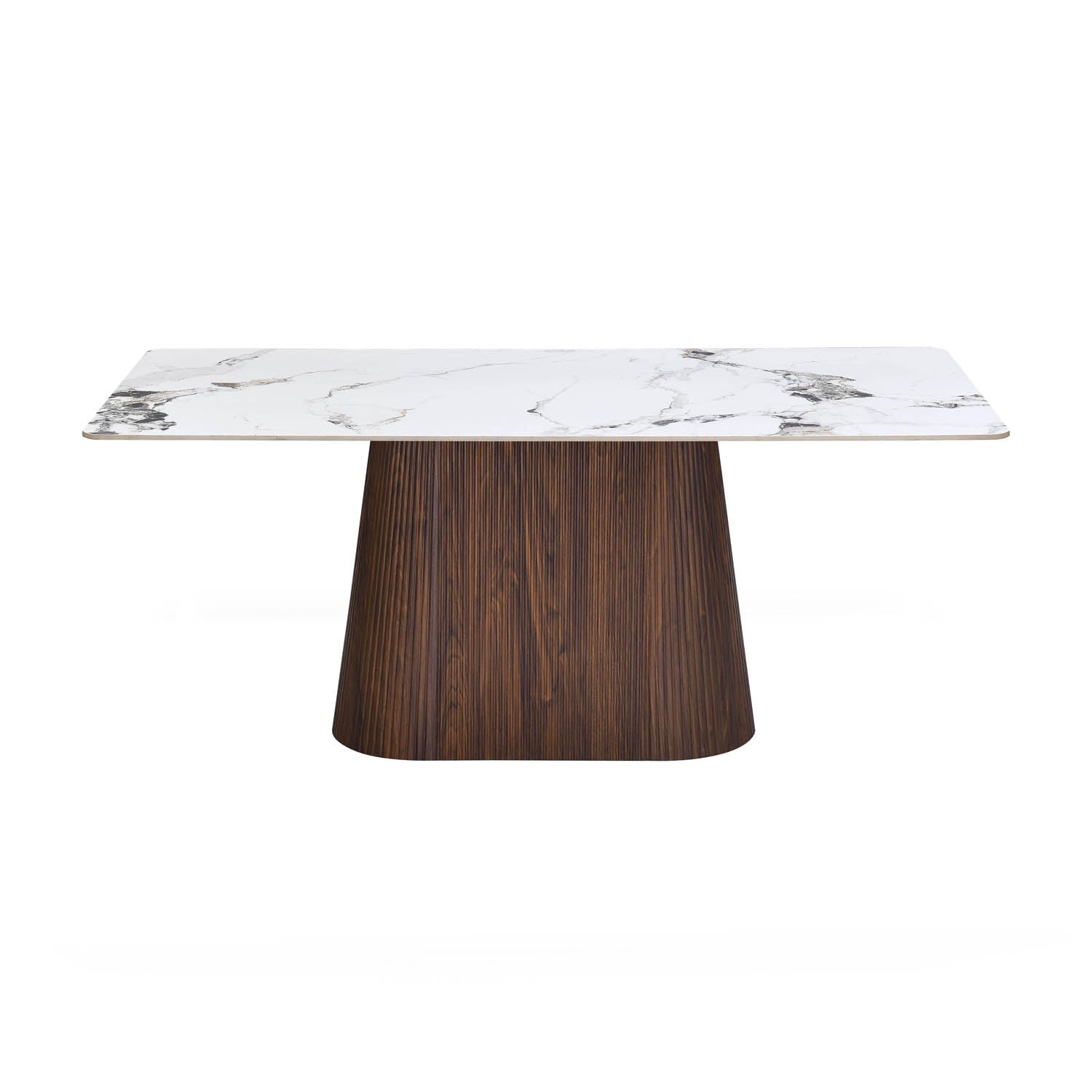 6 Seater Allune Ceramic Dining Set with Flinda Base and Ellipse Chairs- Ash White