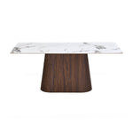 6 Seater Allune Ceramic Dining Set with Flinda Base and Ellipse Chairs- Ash White