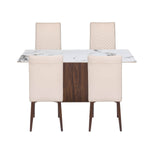 4 Seater Allune Ceramic Dining Set with Flinda Base and Linzy Chairs- Ash White