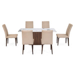 6 Seater Allune Ceramic Dining Set with Flinda Base and Linzy Chairs- Ash White