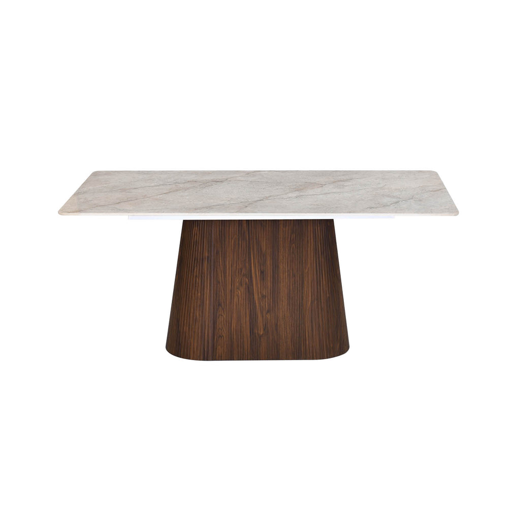 4 Seater Bevon Ceramic Dining Set with Flinda Base and Ellipse Chairs- Cloud Beige