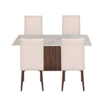 4 Seater Bevon Ceramic Dining Set with Flinda Base and Linzy Chairs- Cloud Beige