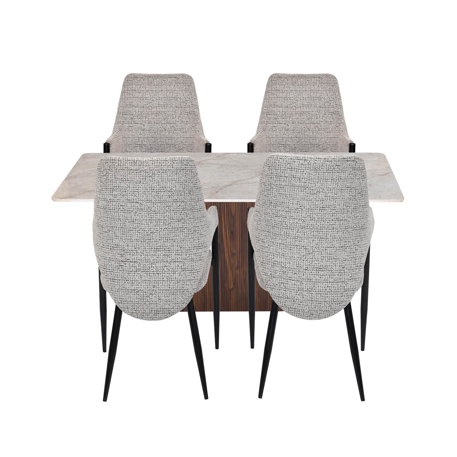 4 Seater Bevon Ceramic Dining Set with Flinda Base and Tierra Chairs- Cloud Beige
