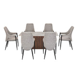 6 Seater Bevon Ceramic Dining Set with Flinda Base and Tierra Chairs- Cloud Beige