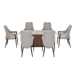 6 Seater Bevon Ceramic Dining Set with Flinda Base and Tierra Chairs- Cloud Beige