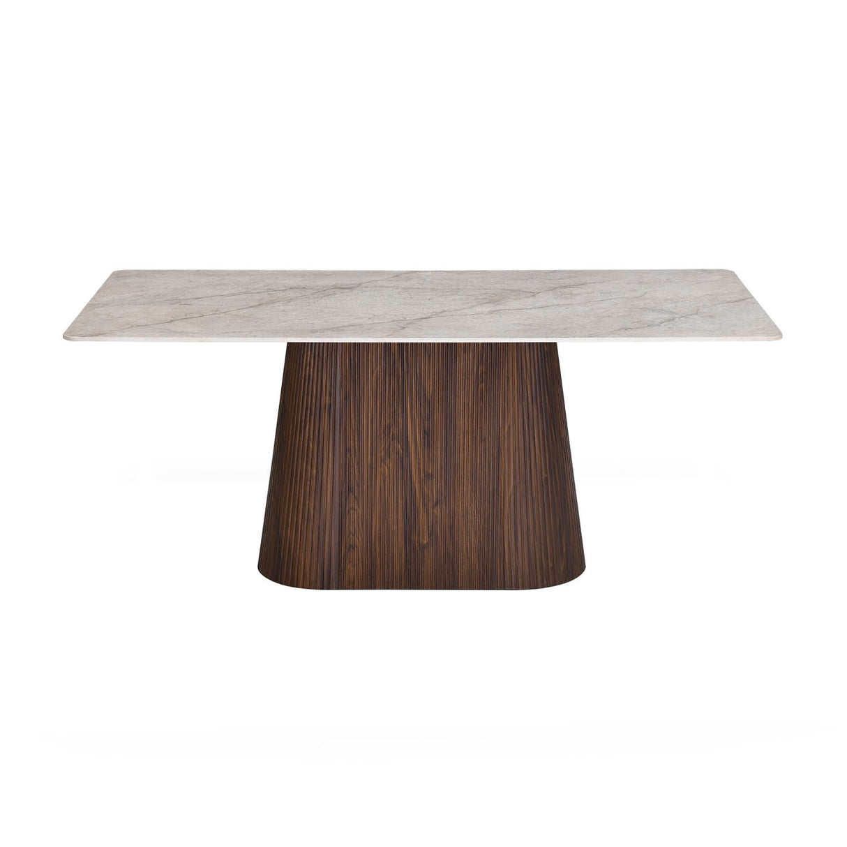 6 Seater Bevon Ceramic Dining Set with Flinda Base and Nivo Chairs- Cloud Beige