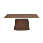 4 Seater Parquel Wooden Dining Set with Flinda Base and Linzy Chairs- Walnut Brown