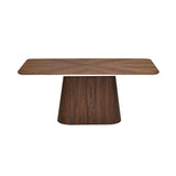 6 Seater Parquel Wooden Dining Set with Flinda Base and Linzy Chairs- Walnut Brown