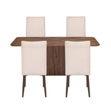 4 Seater Parquel Wooden Dining Set with Flinda Base and Linzy Chairs- Walnut Brown