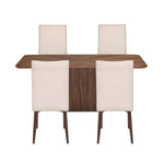 4 Seater Parquel Wooden Dining Set with Flinda Base and Linzy Chairs- Walnut Brown