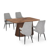 4 Seater Parquel Wooden Dining Set with Flinda Base and Tierra Chairs- Walnut Brown