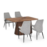 4 Seater Parquel Wooden Dining Set with Flinda Base and Tierra Chairs- Walnut Brown