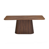 6 Seater Parquel Wooden Dining Set with Flinda Base and Ellipse Chairs- Walnut Brown