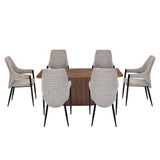 6 Seater Parquel Wooden Dining Set with Flinda Base and Tierra Chairs- Walnut Brown