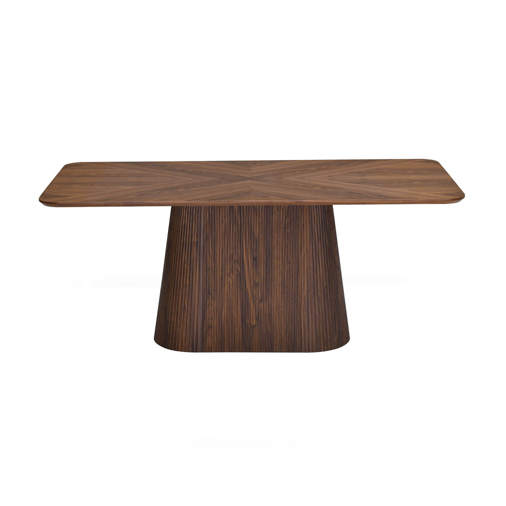 6 Seater Parquel Wooden Dining Set with Flinda Base and Nivo Chairs- Walnut Brown