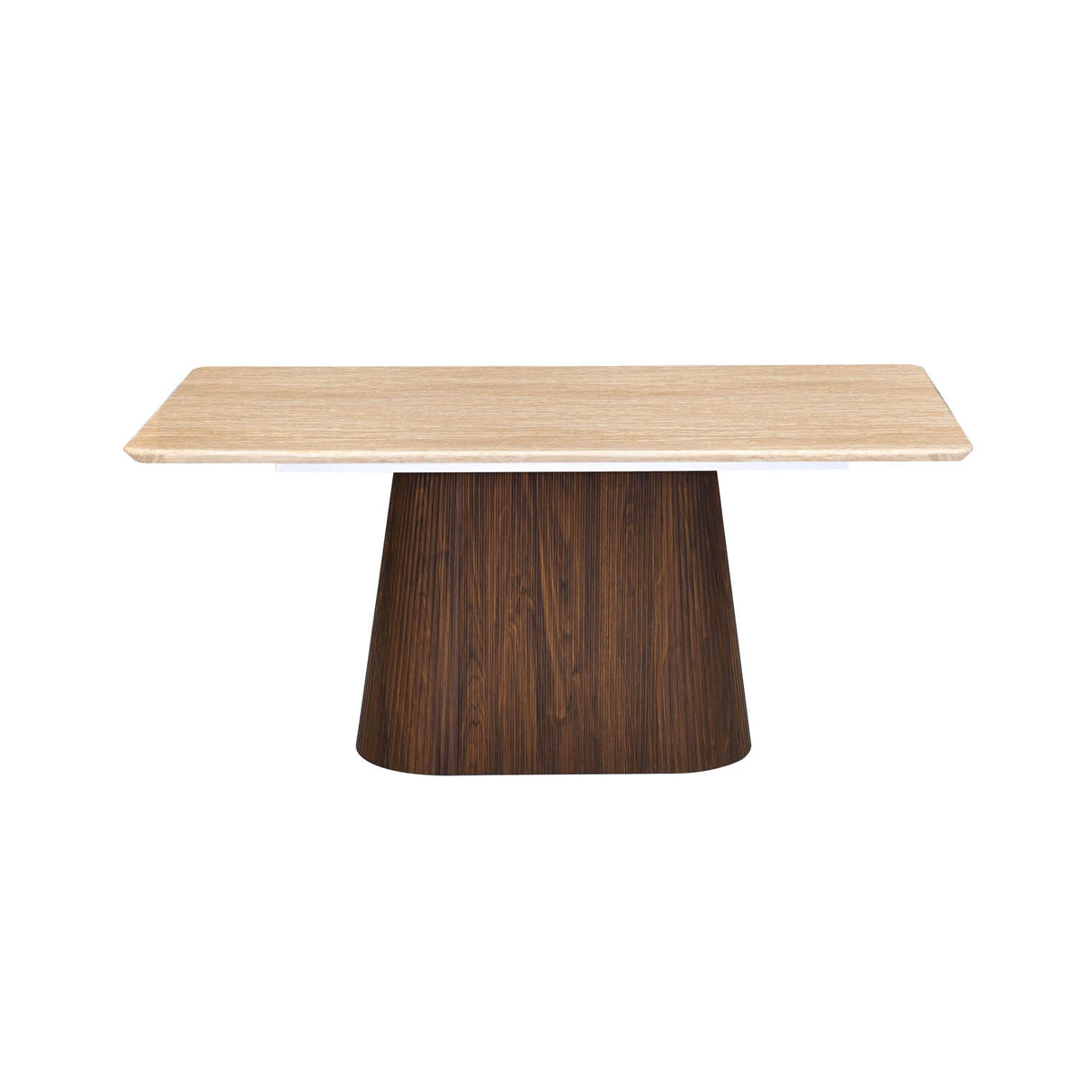 4 Seater Trava Marble Dining Set with Flinda Base and Nivo Chairs- Travertine