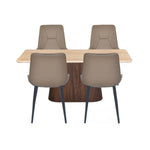 4 Seater Trava Marble Dining Set with Flinda Base and Nivo Chairs- Travertine