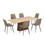6 Seater Trava Marble Dining Set with Flinda Base and Nivo Chairs- Travertine