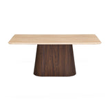 6 Seater Trava Marble Dining Set with Flinda Base and Tierra Chairs- Travertine