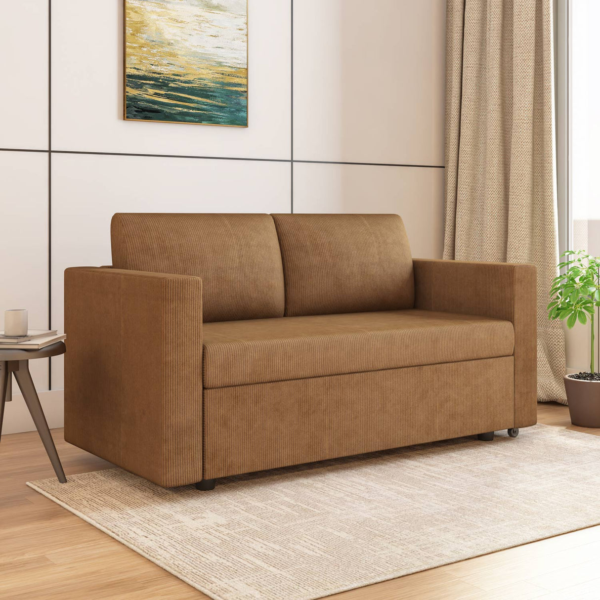 Flip 2 Seater Sofa Cum Bed- Brown