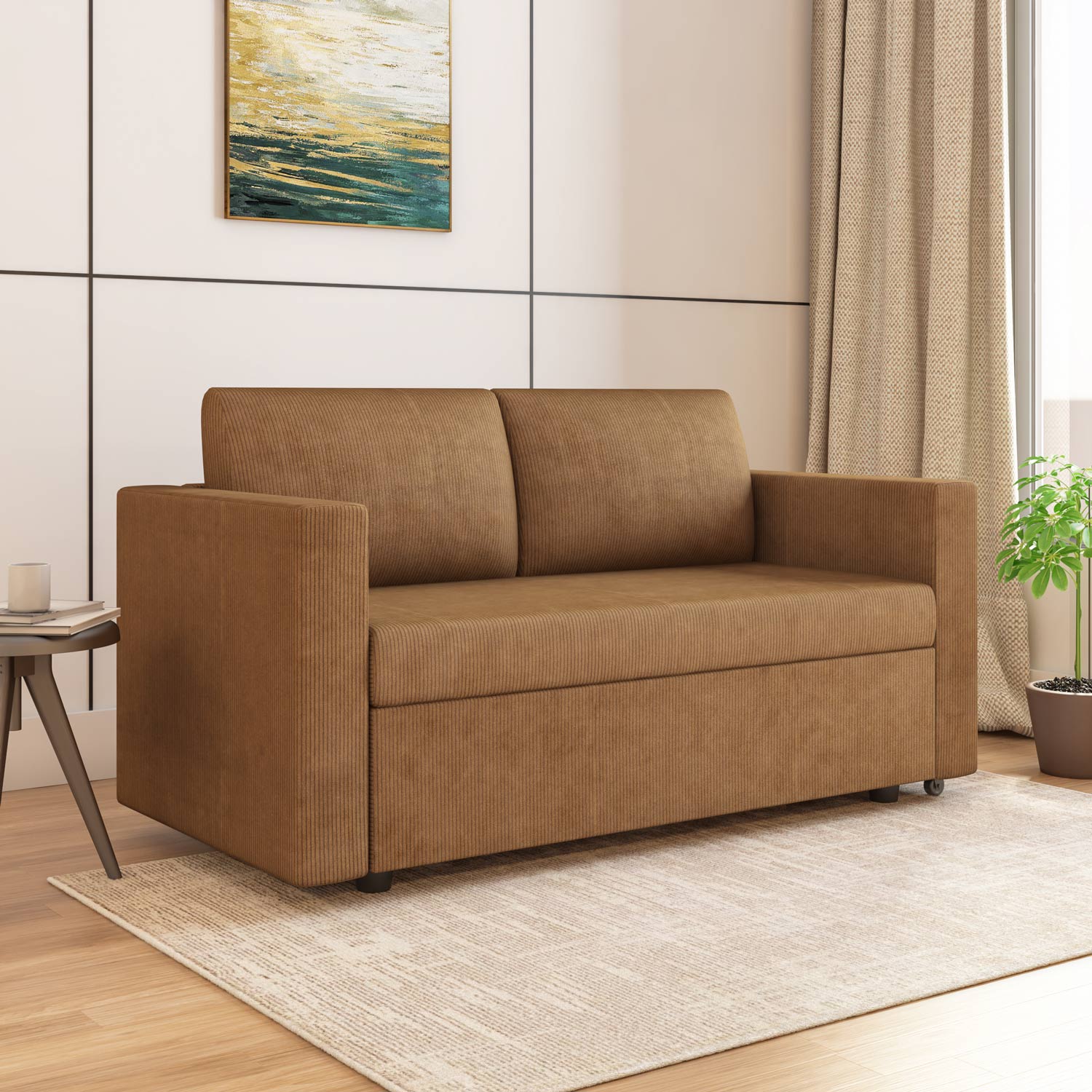 Flip 2 Seater Sofa Cum Bed- Brown