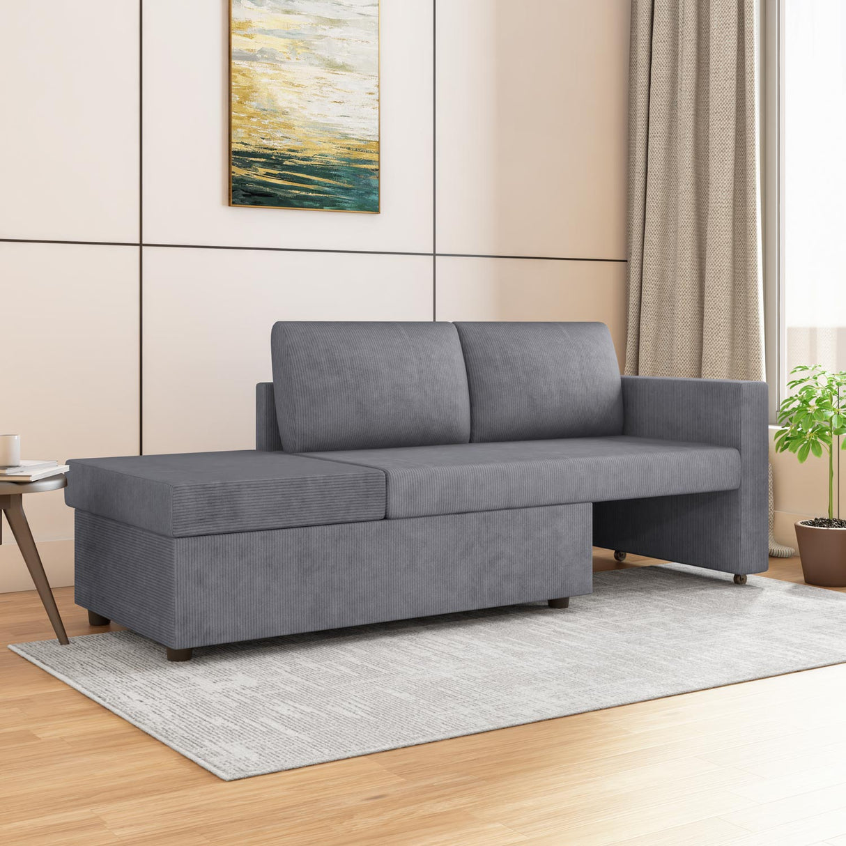 Flip 2 Seater Sofa Cum Bed- Grey