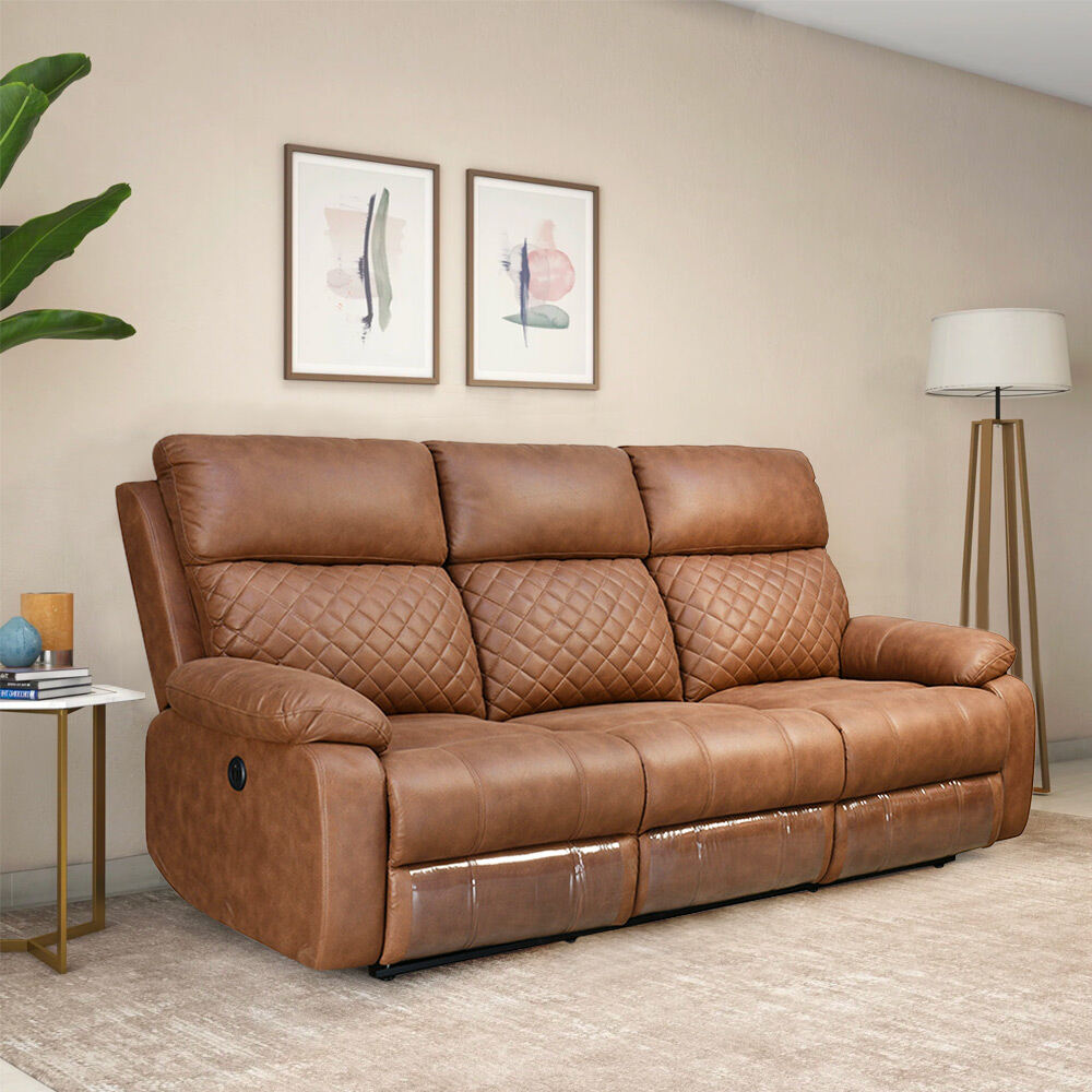 Nilkamal Nashville 3 Seater Electric Sofa Recliner Brown