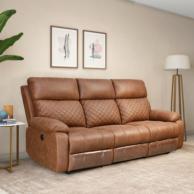 Nilkamal Nashville 3 Seater Electric Sofa Recliner Brown