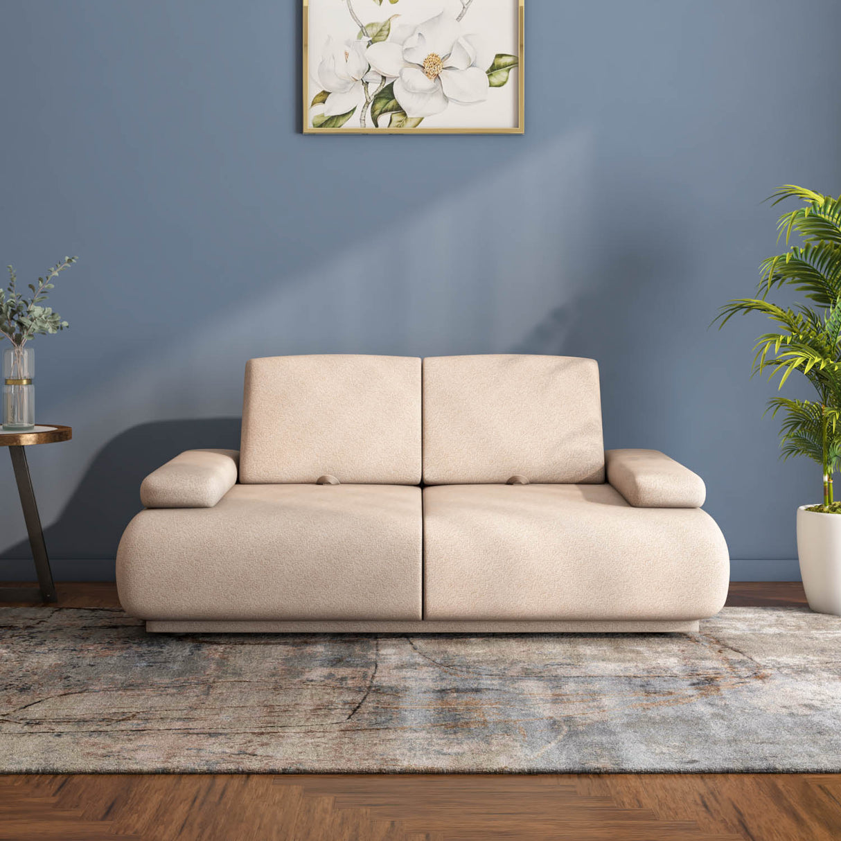 Nilkamal Fritzi 2 Seater Fabric Sofa (Beige)
