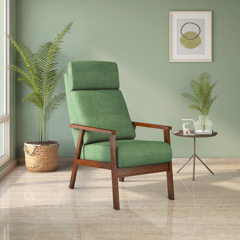 Genoa Solid Wood Arm Chair (Green) - Main Image