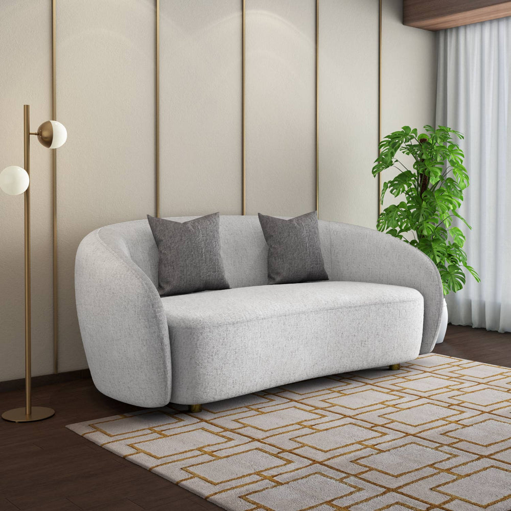 Giorgio 3 Seater Textured Fabric Sofa- Ivory