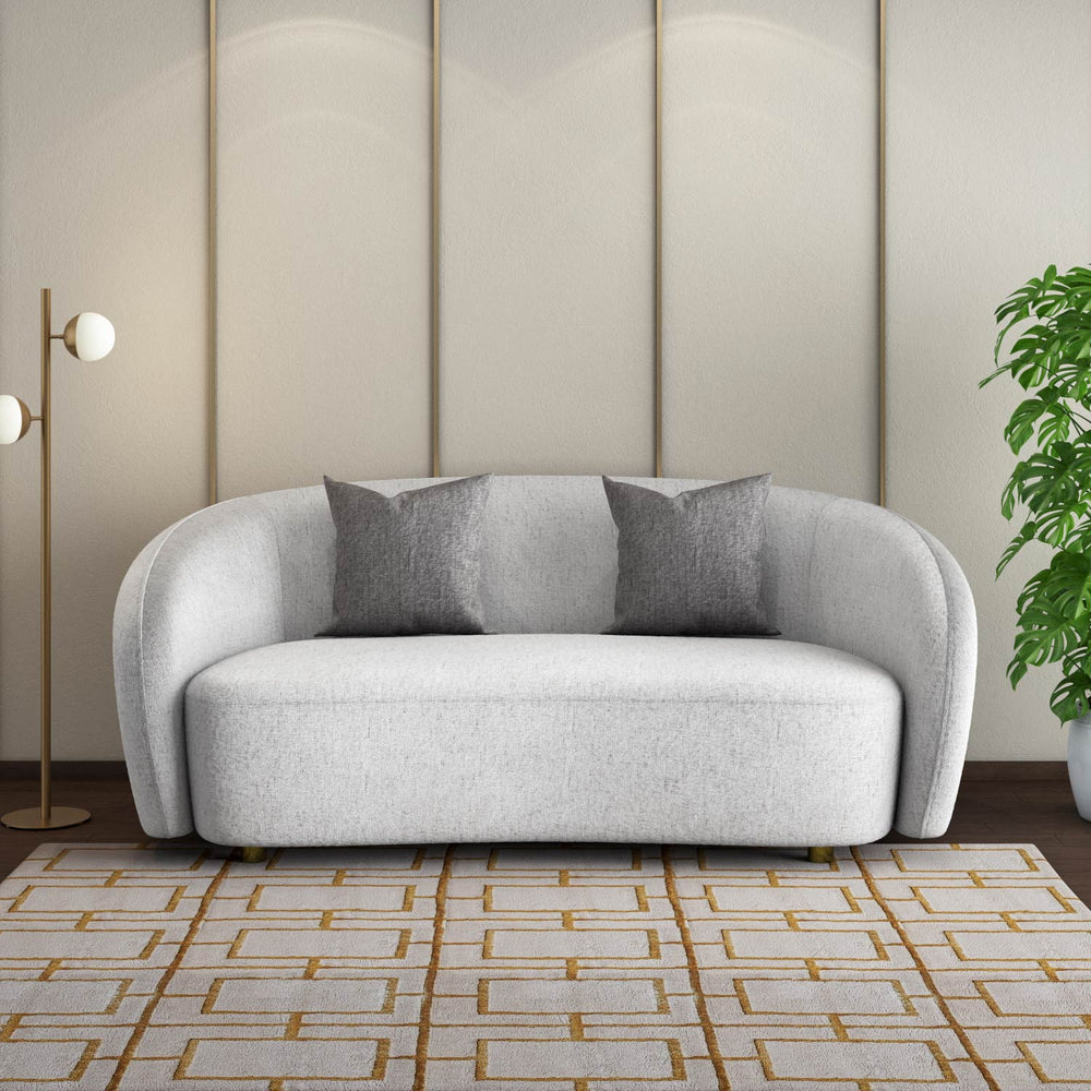 Giorgio 3 Seater Textured Fabric Sofa- Ivory