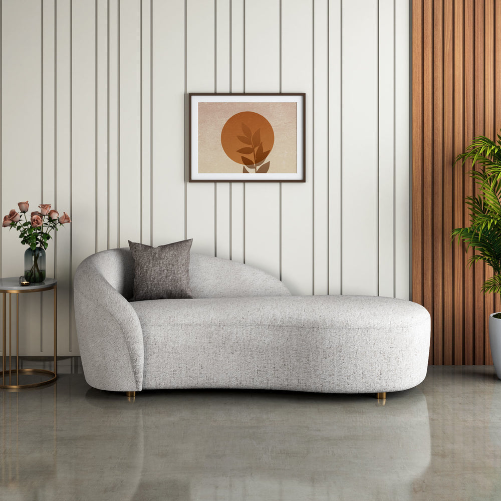 Giorgio Left Chaise Lounge Textured Fabric Sofa- Ivory
