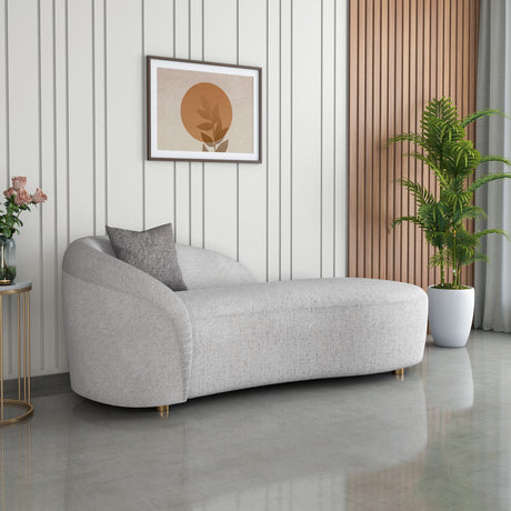 Giorgio Left Chaise Lounge Textured Fabric Sofa- Ivory