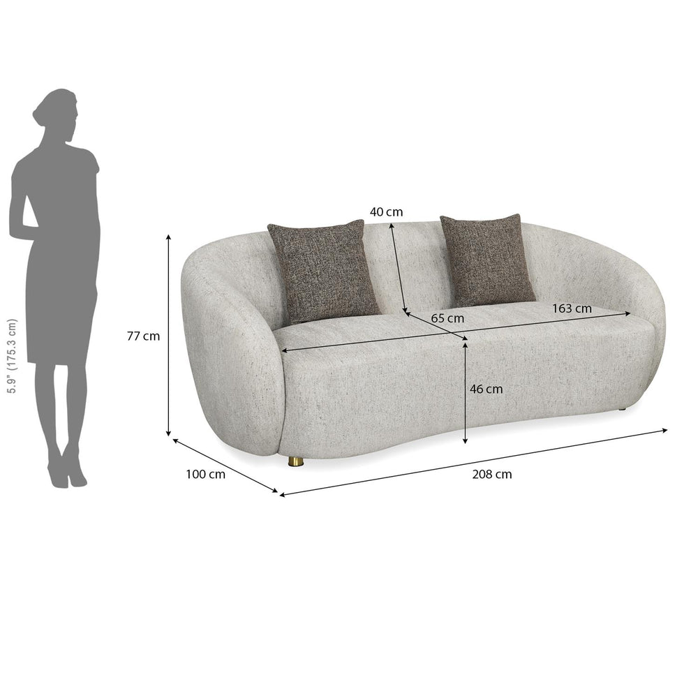 Giorgio 3 Seater Textured Fabric Sofa- Ivory