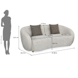 Giorgio 3 Seater Textured Fabric Sofa- Ivory