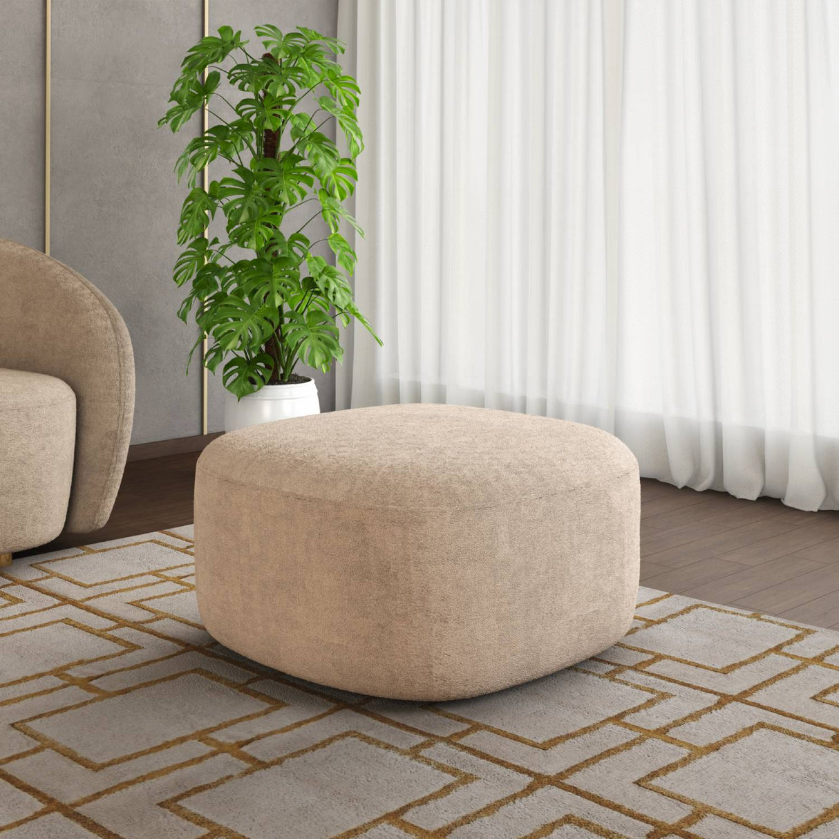 Nilkamal Arias by Lara Dutta Giorgio Fabric Ottoman (Light Brown)