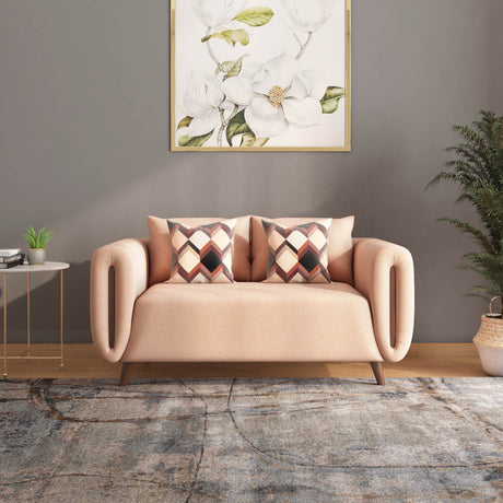 Nilkamal Harper 2 Seater Fabric Sofa (Peach)