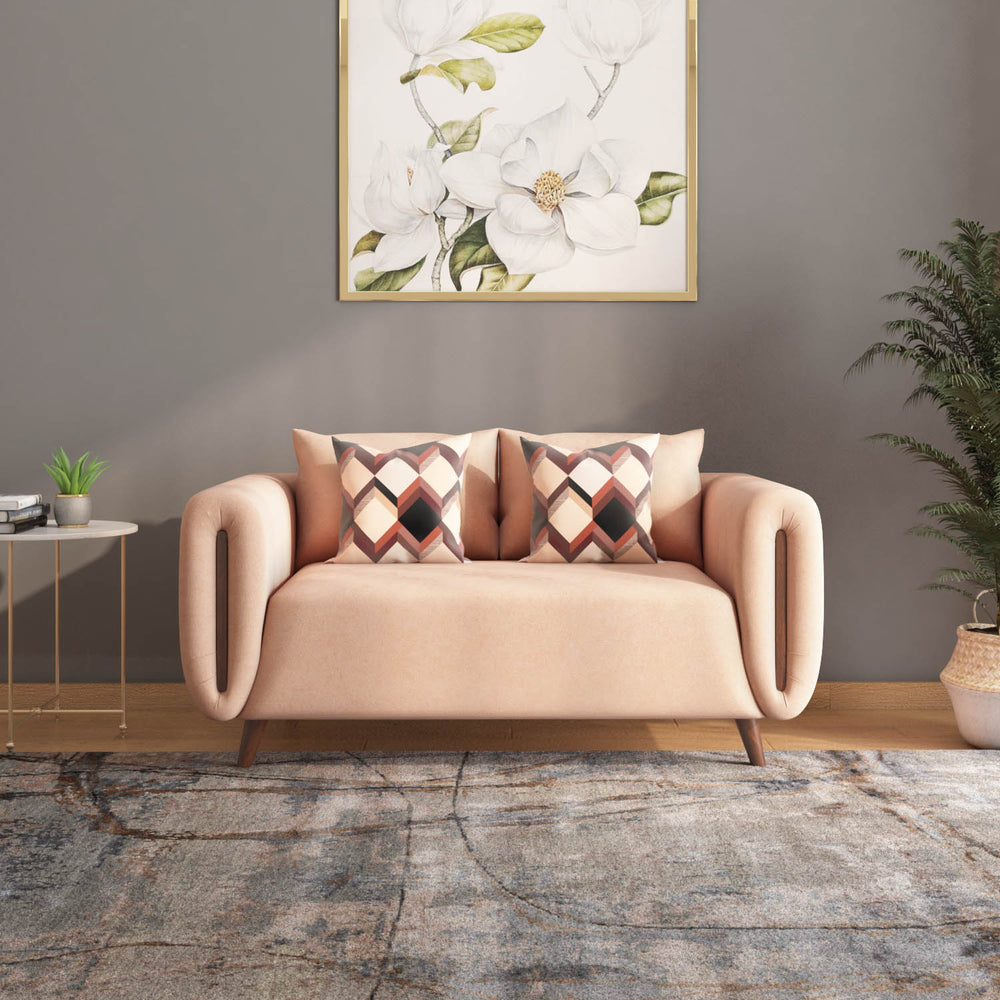 Harper 2 Seater Fabric Sofa- Peach