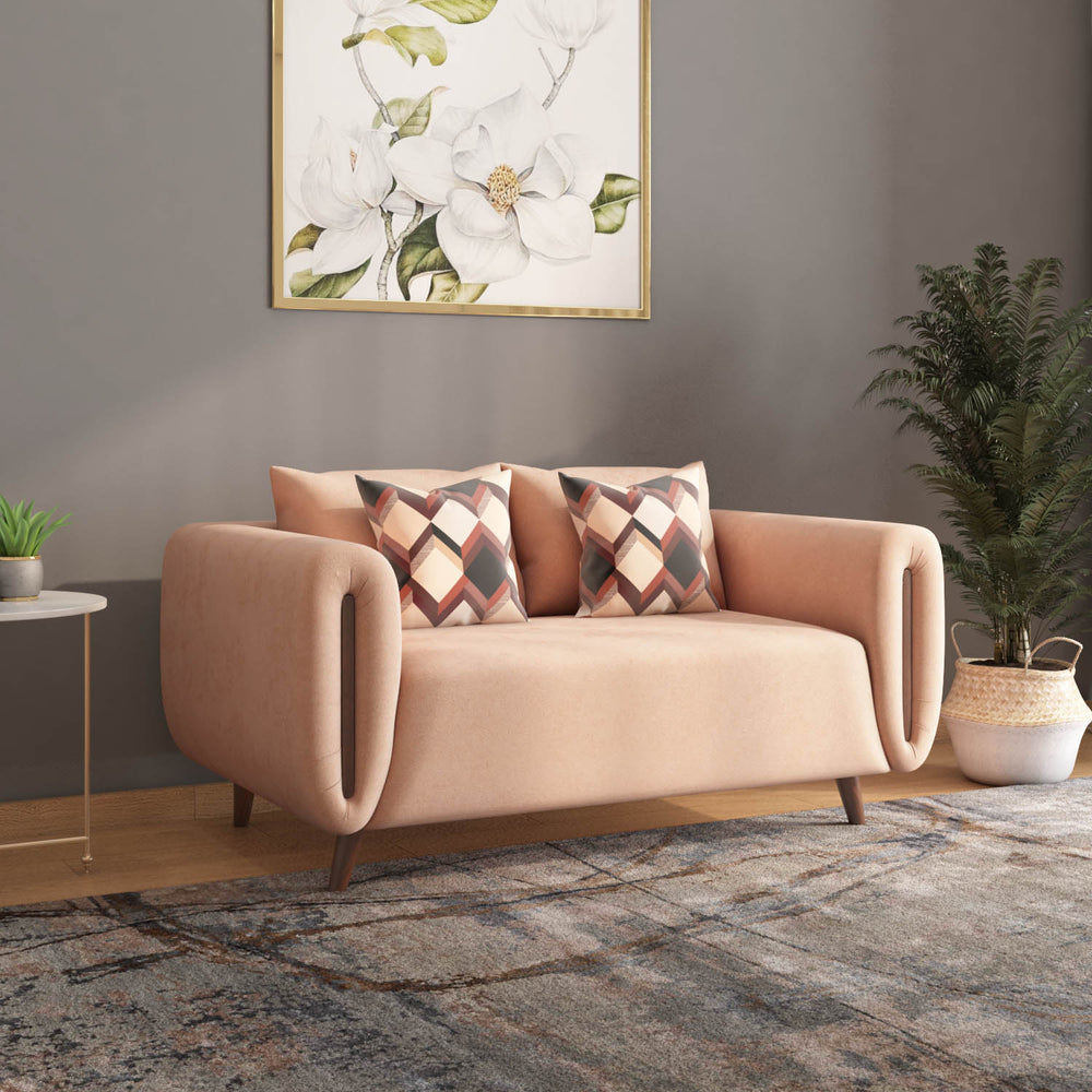 Harper 2 Seater Fabric Sofa- Peach