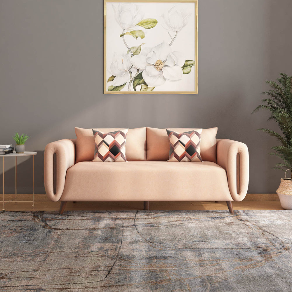 Harper 3 Seater Fabric Sofa- Peach